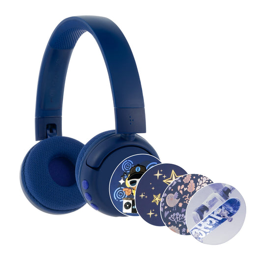 BuddyPhones POP Fun | Foldable Bluetooth Kids Headphones + Microphone, Works Wired or Wireless - SafeAudio Volume Limiting for iPhone/iPad/Tablet/PC