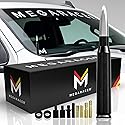 Mega Racer Universal 50 Cal Bullet Antenna for Truck Car SUV - 5.5 Inch Silver Black, AM/FM, 6061 Solid Aluminum, Car Wash Safe, Antenna Replacement