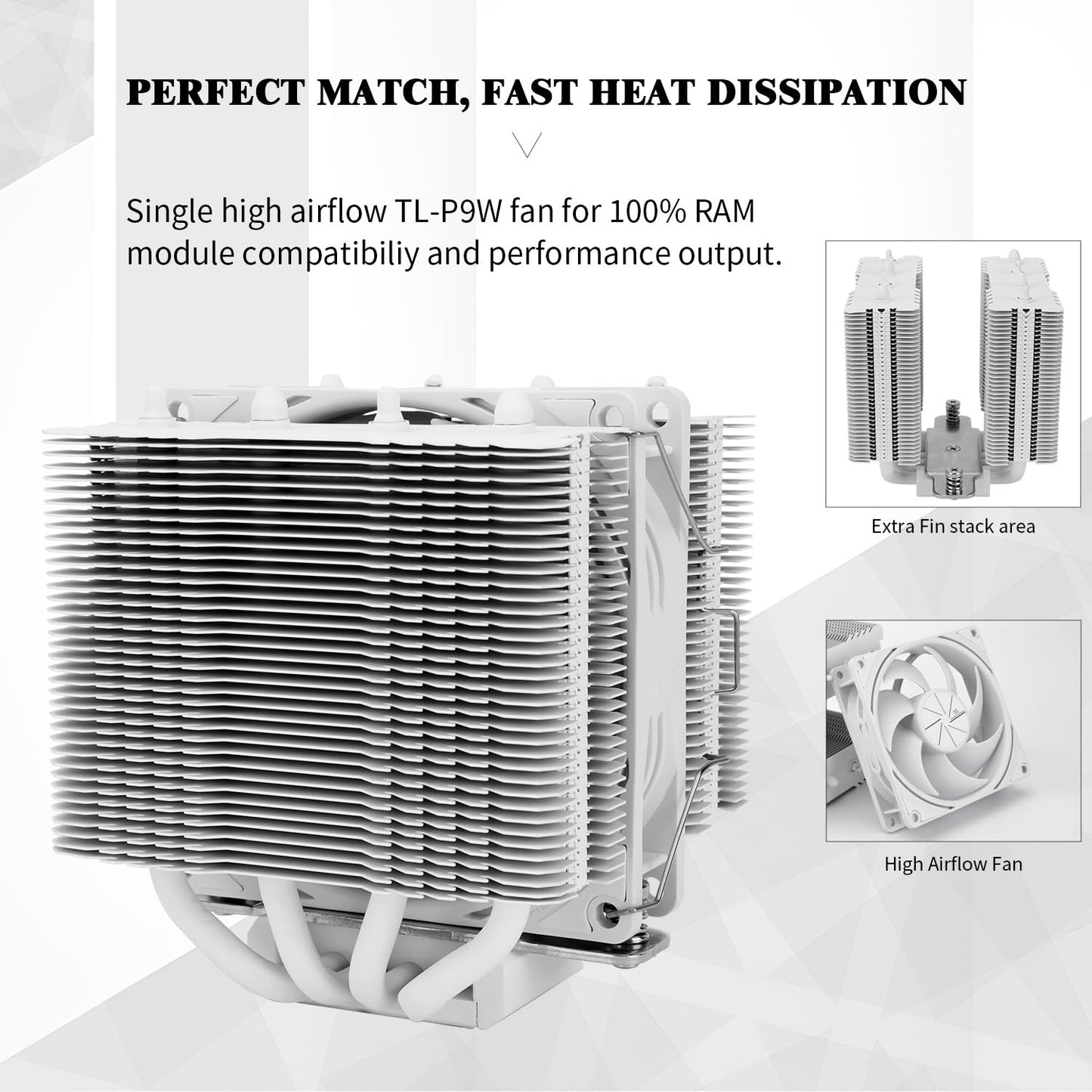 Thermalright Peerless Assassin 90 SE White Dual-Towers CPU Cooler, with Aluminum Heatsink Cooling,High Perfommance PC Radiator, 110mm Tall,Intel