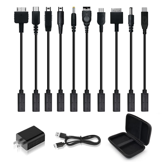 Retro Game Console Power Supply Kit - Multiple Interfaces, Free Conversion - Compatible with VITA1/VITA2/NDSL/Wii-U-pad/3DS/PSP/GBA SP/GBM/PSP GO/GB