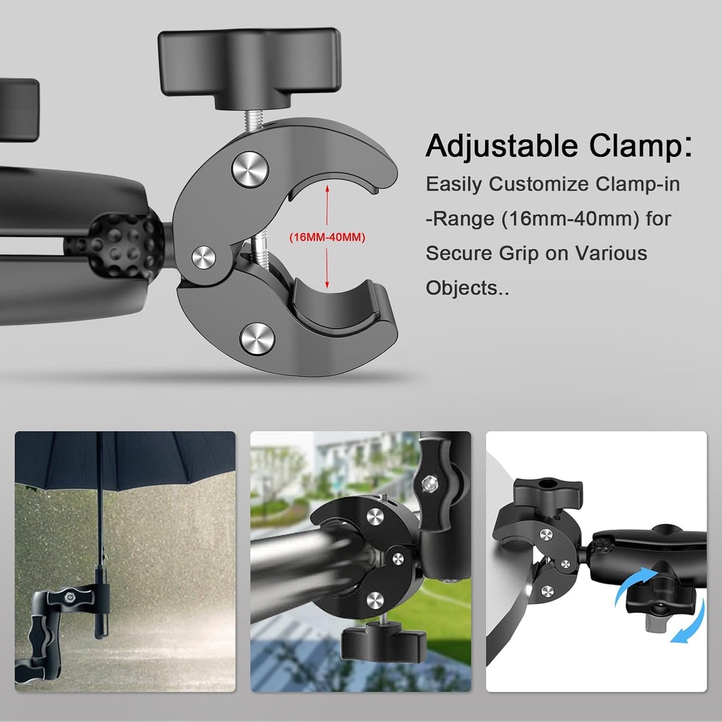 KMDODO 2 Pcs SuperClamp Double Camera Clamp with Dual Mount Bracket and Magic Arm Ball Head - Versatile Photography Accessory for Light Stands