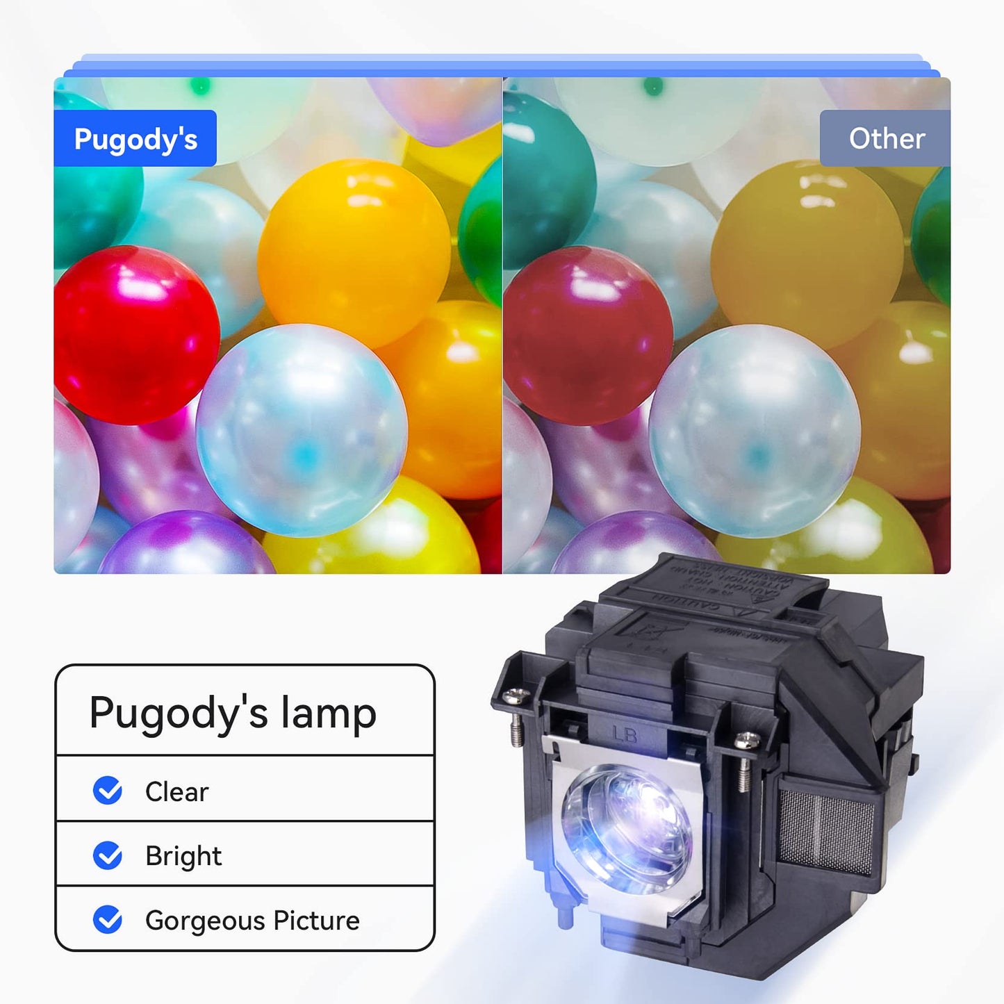 Pugody ELPLP96/V13H010L96 Quality Replacement Projector Lamp Bulb for Epson Powerlite Home Cinema 2100 2150 1060 660 760hd VS250 VS350 VS355 EX9210
