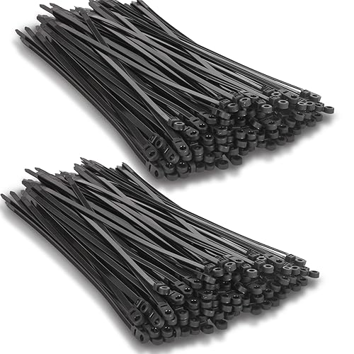 120 PCS 7.5 Inch Plastic Zip Ties with Screw Holes, Heavy Duty Mountable Cable Ties, UV Resistant Electrical Zip Ties for Indoor & Outdoor (Black)