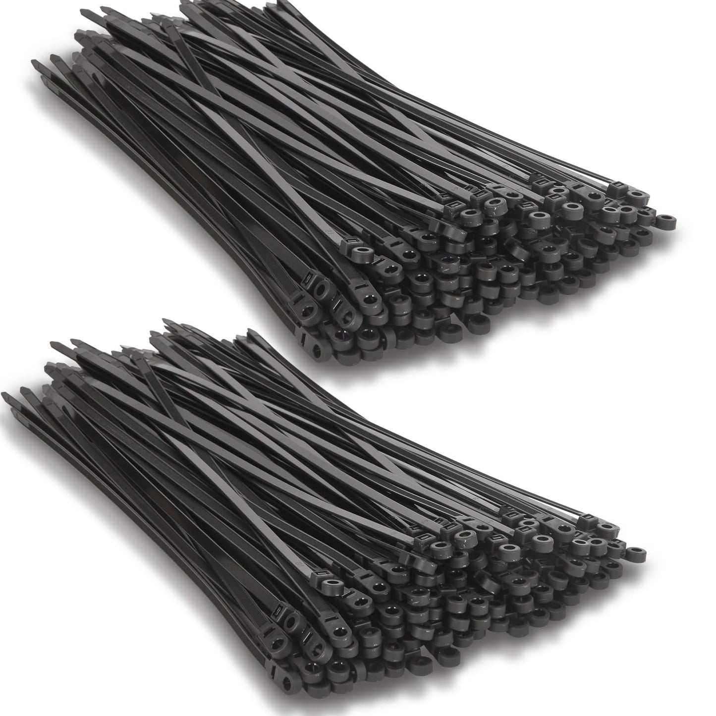 120 PCS 7.5 Inch Plastic Zip Ties with Screw Holes, Heavy Duty Mountable Cable Ties, UV Resistant Electrical Zip Ties for Indoor & Outdoor (Black)