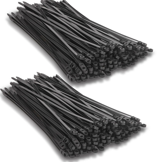 120 PCS 7.5 Inch Plastic Zip Ties with Screw Holes, Heavy Duty Mountable Cable Ties, UV Resistant Electrical Zip Ties for Indoor & Outdoor (Black)