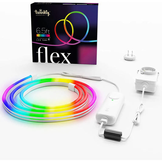 Twinkly Flex - App-Controlled Flexible Light Tube with RGB (16 Million Colors) LEDs. 6.5 feet. White Wire. Indoor Smart Home Decoration Light (4 Pack)