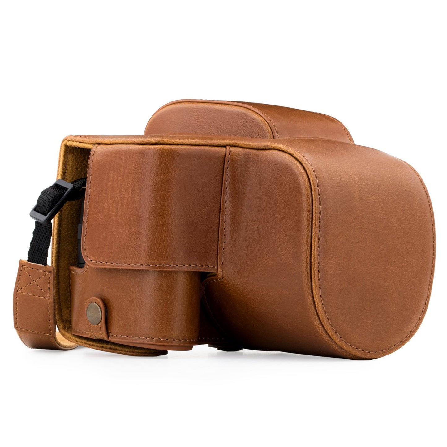 MegaGear Panasonic Lumix DC-FZ80, FZ82 Ever Ready Leather Camera Case and Strap, with Battery Access - Light Brown - MG1225