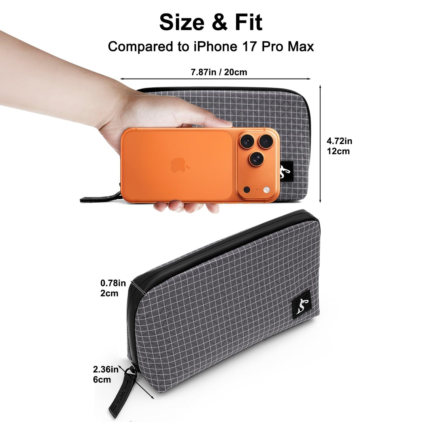 SIMTOP Small Tech Accessory Pouch Cable Organizer Bag, Compact Electronics Travel Case for Charger, Cords, Mouse & Power Bank, Water-Resistant