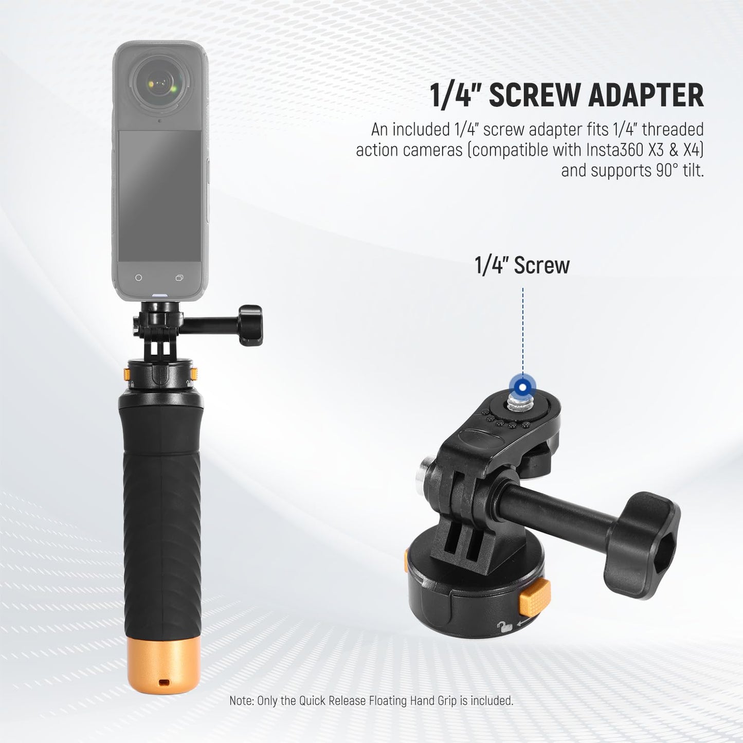 Neewer Floating Hand Grip for Action Camera with Quick Release Mount Adapter, 1/4" Screw Adapter & Wrist Strap, Underwater Handle Stick Accessories