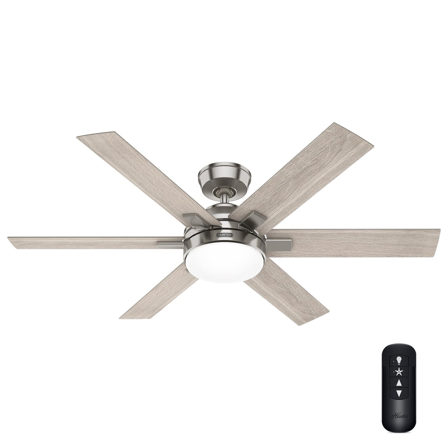 Hunter Fan 52 inch Brushed Nickel Indoor Ceiling Fan with Light and Remote for Bedroom, Large Room/Great Room, Dining Room, Kitchen, Office (Renewed)