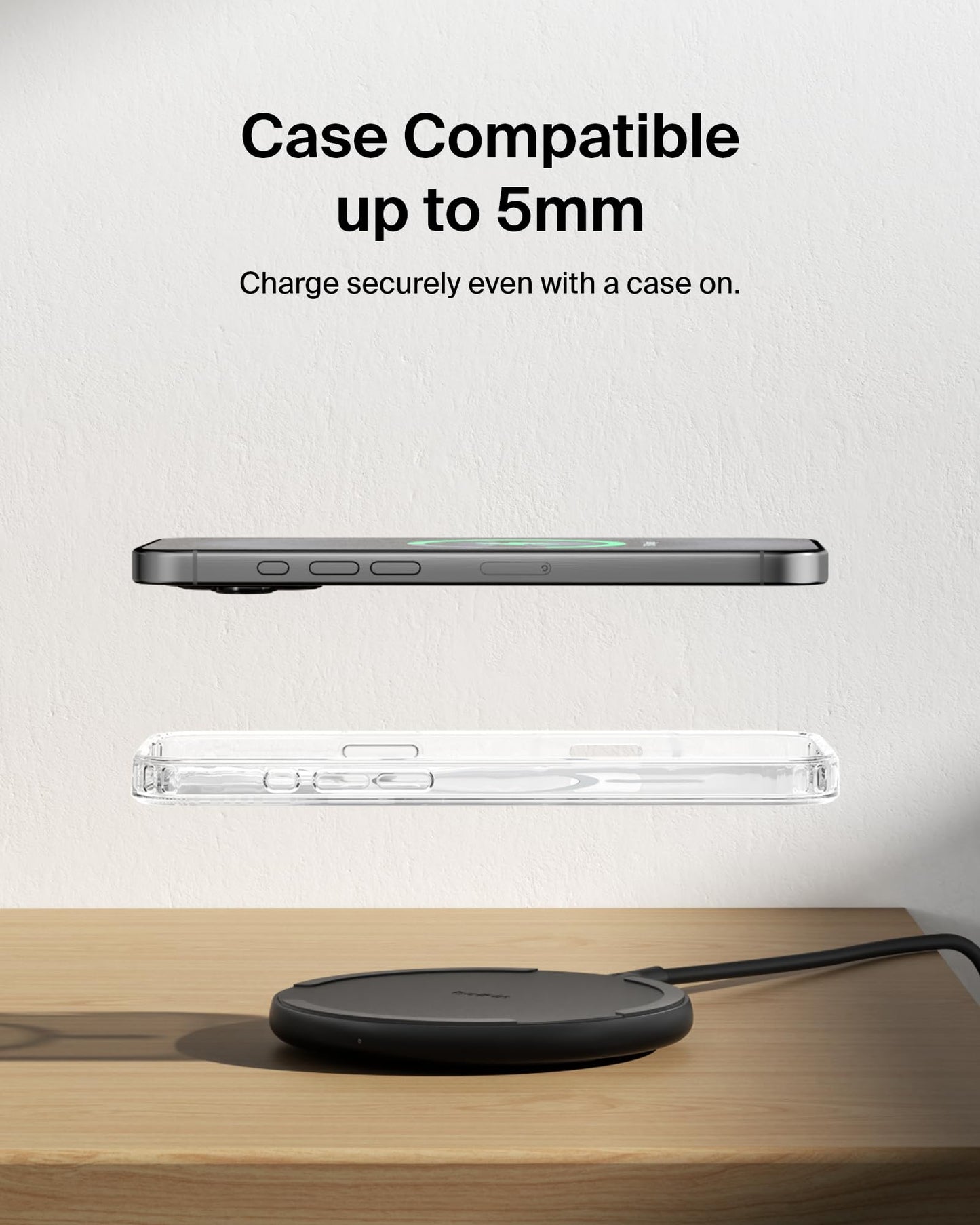 Belkin Wireless Charging Pad 15W - Qi Charger - Wireless Charger iPhone 17, Charging Station for Apple iPhone 16/15/14 Series, AirPods, Samsung Galaxy
