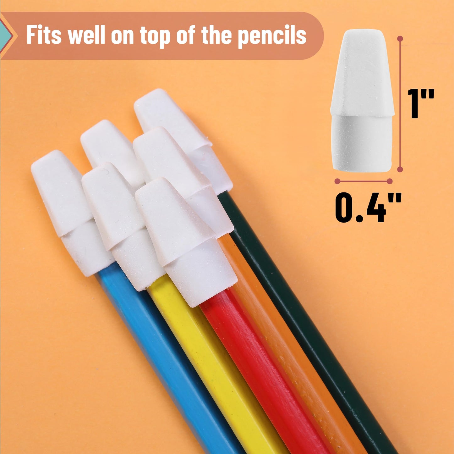 Mr. Pen- White Pencil Top Erasers, 120 pcs, Eraser Caps for Pencils