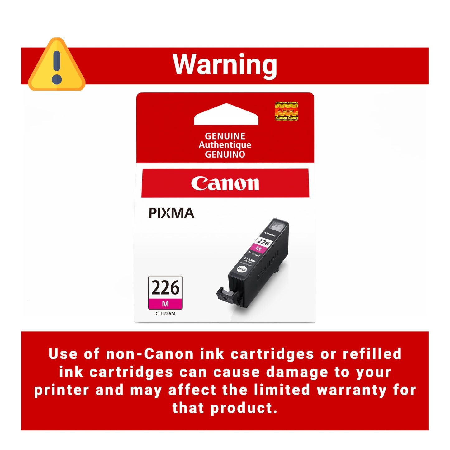 Canon CLI-226 Magenta Ink Tank Compatible to iP4820, MG5220, MG5120, MG8120, MG6120, MX882, iX6520, iP4920, MG5320, MG6220, MG8220, MX892