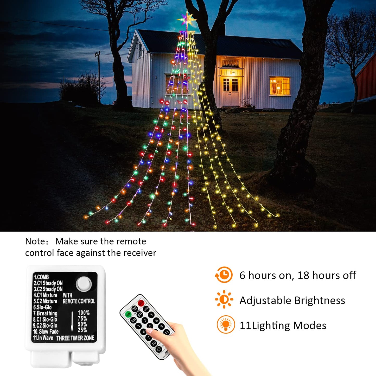 Qulist Christmas Decorations, Outdoor Christmas Lights, 320 LED Outdoor Christmas Tree String Lights with 12" Star Toppers [8 Modes& Waterproof]