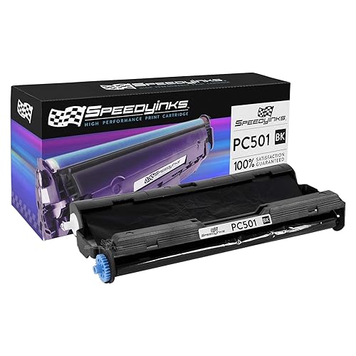 SPEEDYINKS Compatible Thermal Fax Cartridge with Rolls Replacement for Brother PC501 (Black) Compatible with the Following Brother Printer Model Fax