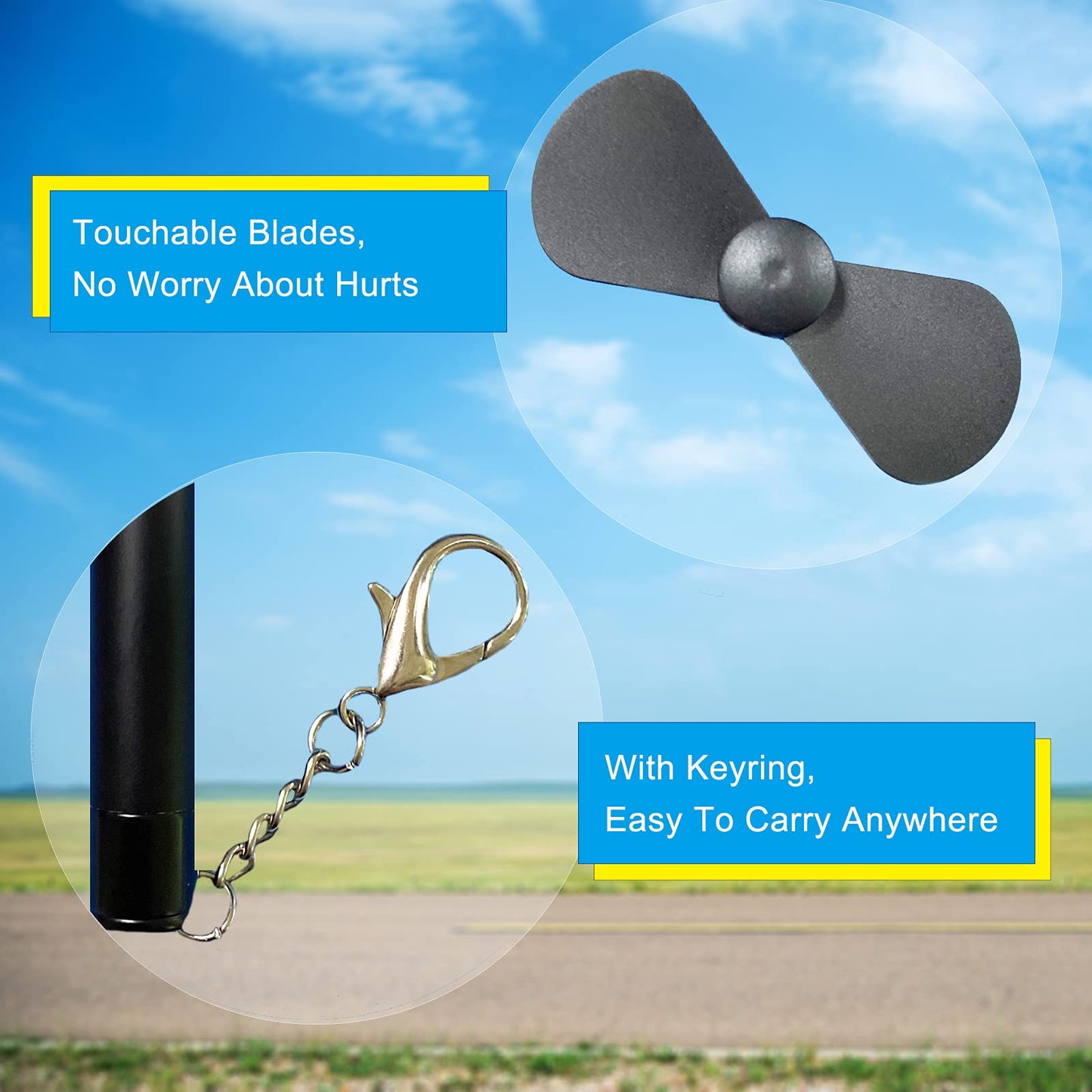 Handheld Super Mini Fan, Pocket Purse Portable, Gift for Mom- with Keychain