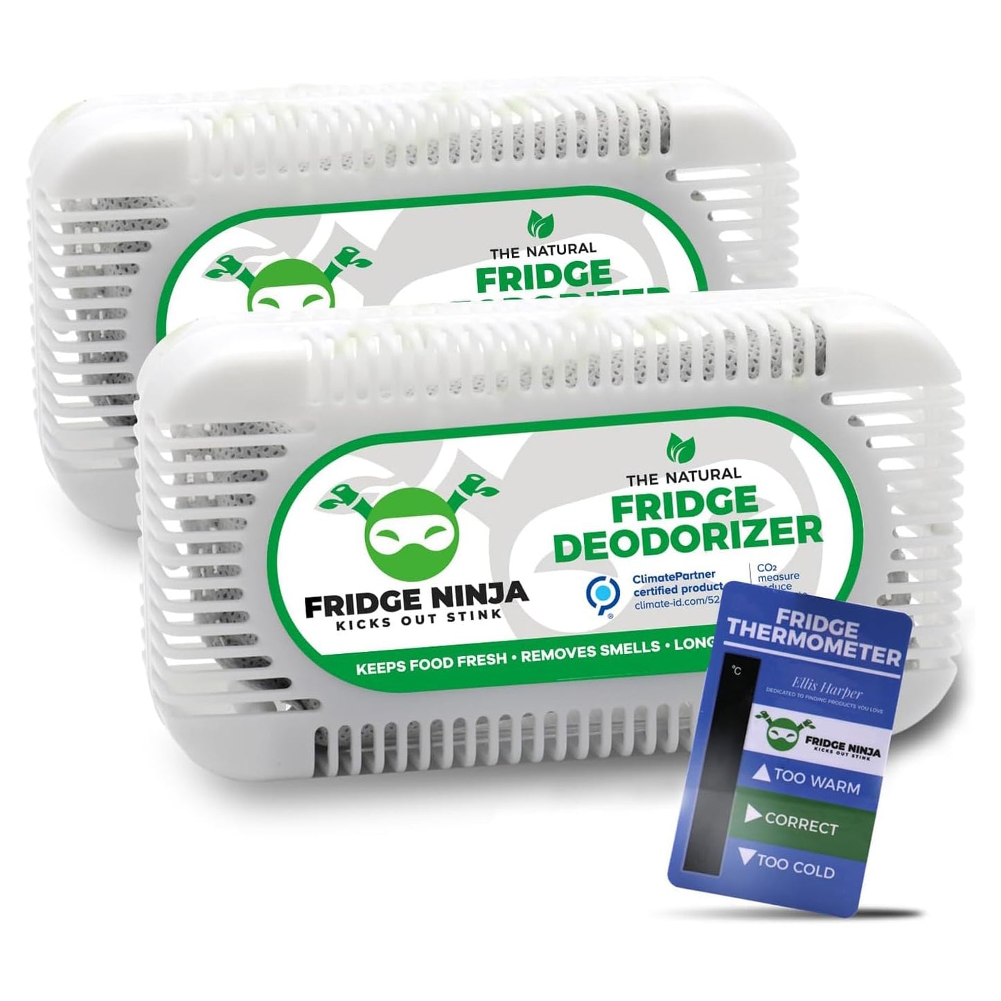 Fridge Ninja Fridge Deodorizer, More Effective Than Baking Soda, 2 Pack