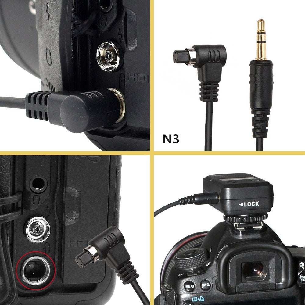Pixel 3.5mm-N3 Camera Shutter Connecting Cable Cord Compatible for for Canon EOS 5D, 5D Mark II, 5D Mark III, 6D, 7D, 7D Mark II