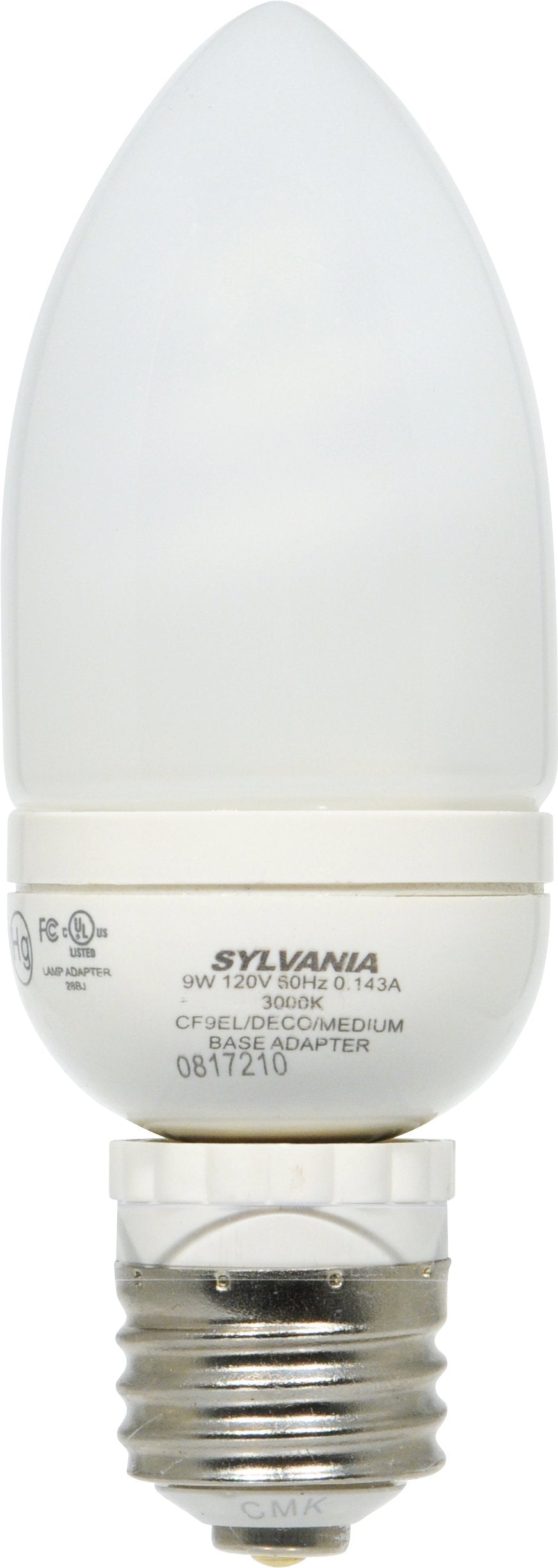 Sylvania 25986 9-Watt Compact Fluorescent B10 Light, 2 Pack