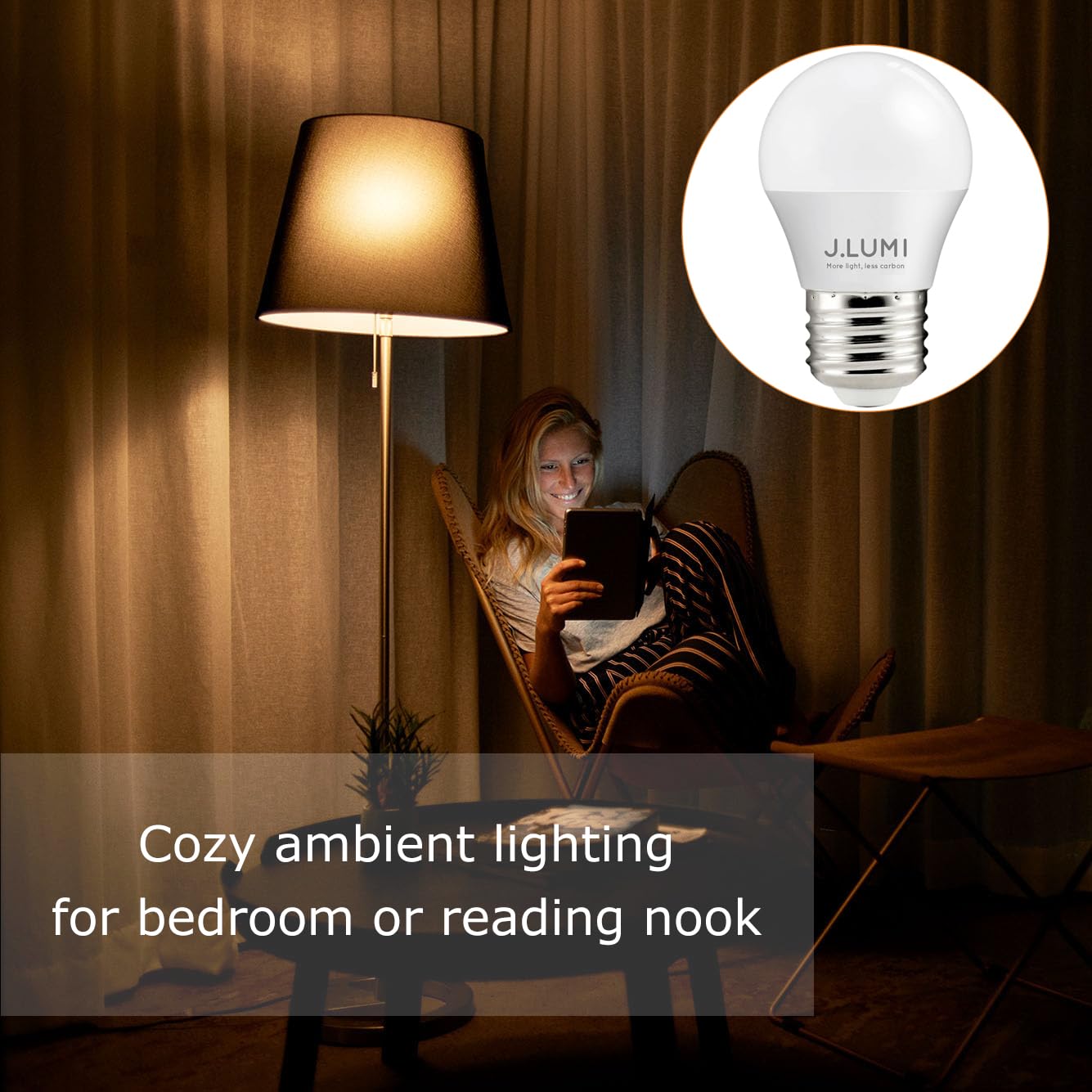 J.LUMI A15 LED Bulb 3W, 270 Lumens, 3000K Soft White, Small G45/A15 Shape, E26 Medium Base, 25W Equivalent Nightstand, Ceiling Fan & Ambient Lamp