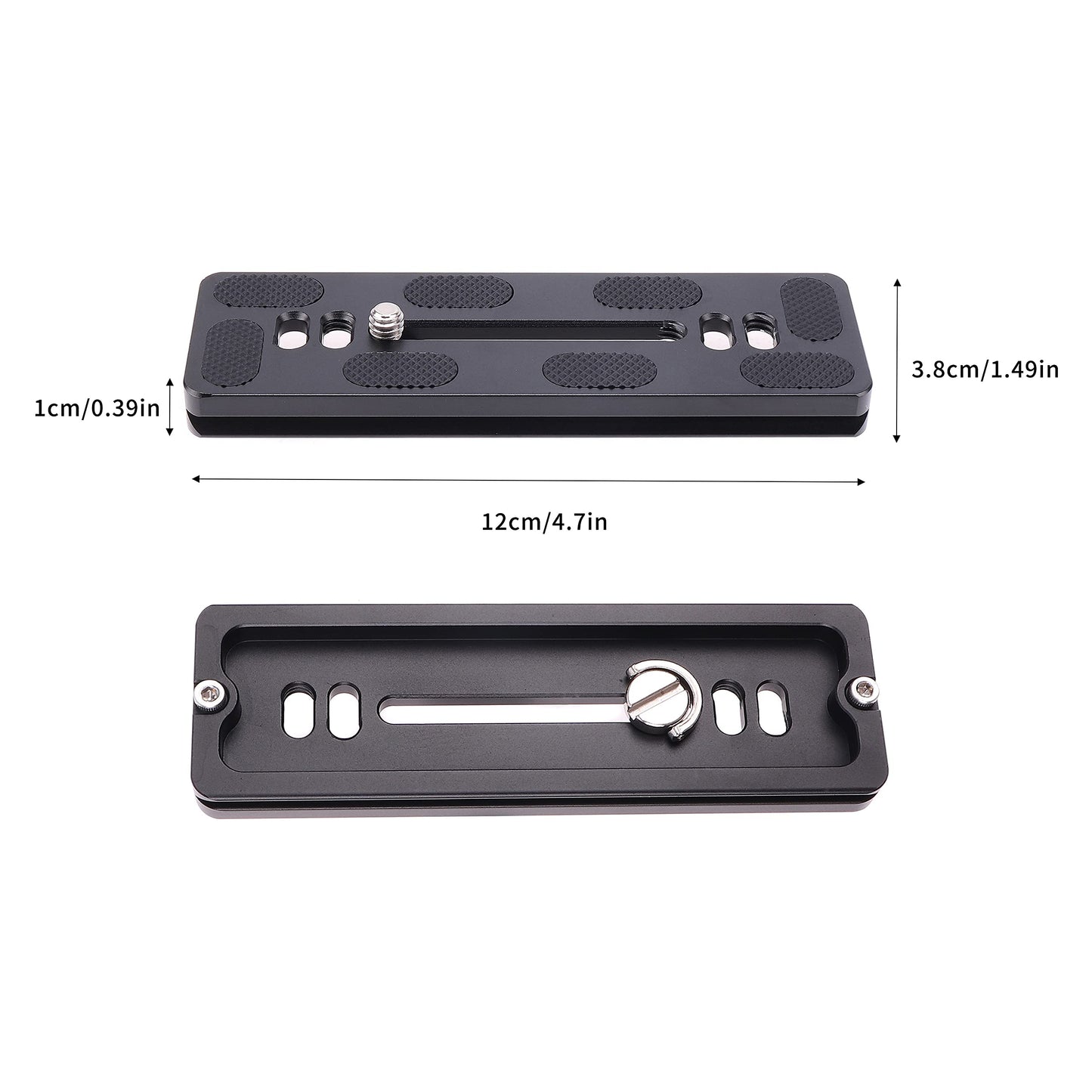 FocusFoto PU120 PU-120 Quick Release Plate, 120mm Long Plate with 1/4"-20 Mounting Screw for Benro B0 B1 B2 J0 J1 N1 Arca Swiss Tripod Ball Head