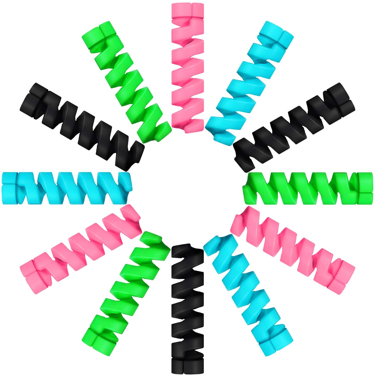 Jetec 24 Pcs Charger Cable Protector,Silicone Flexible Cable Saver,Spiral USB Mouse Wire Protector for Headphone Laptop Earphone Cell Phone Wrap
