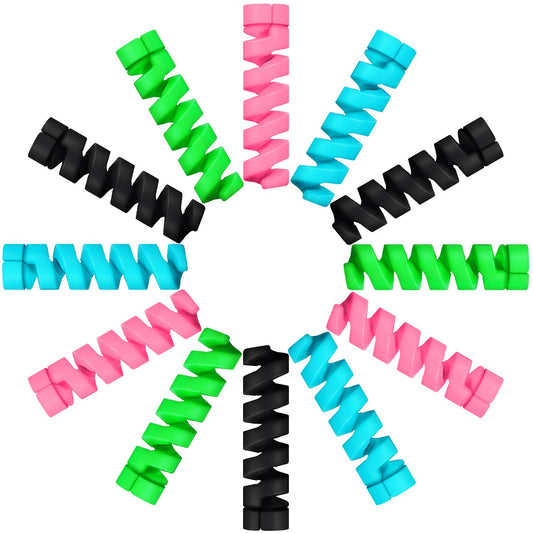 Jetec 24 Pcs Charger Cable Protector,Silicone Flexible Cable Saver,Spiral USB Mouse Wire Protector for Headphone Laptop Earphone Cell Phone Wrap