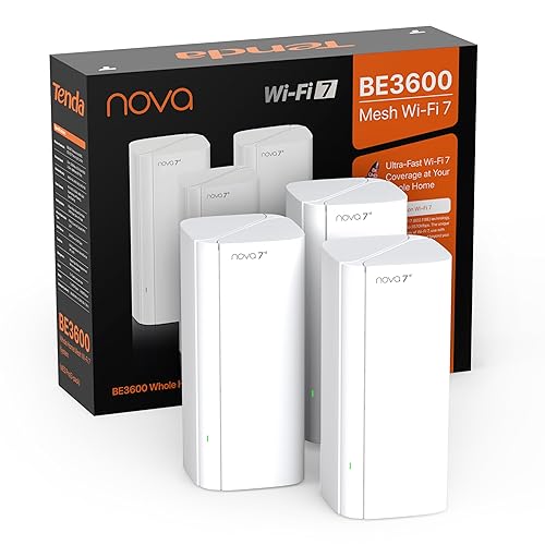 Tenda WiFi 7 Mesh System BE3600 - Dual Band Mesh WiFi System for Home, Covers Up to 6,600 Sq. Ft., Mesh Network with 1×2.5G, 2×1G Ports, Supports 160+