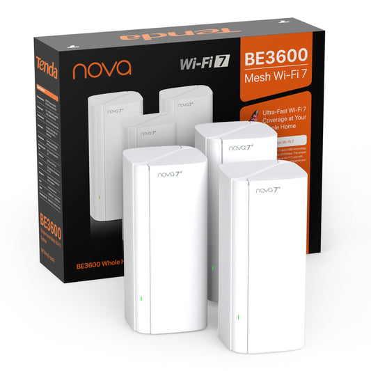 Tenda WiFi 7 Mesh System BE3600 - Dual Band Mesh WiFi System for Home, Covers Up to 6,600 Sq. Ft., Mesh Network with 1×2.5G, 2×1G Ports, Supports 160+