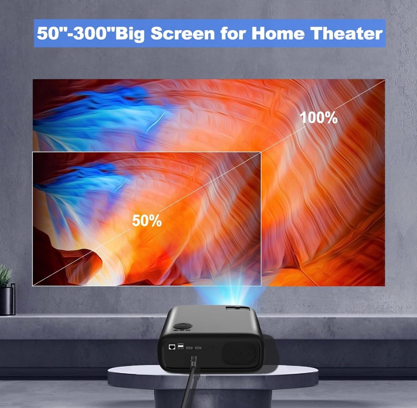 kovela Smart Projector with WiFi and Bluetooth 1080P Outdoor Video Projector Support 4K 800 ANSI Smart Outdoor Home Movie Projectors Auto Keystone