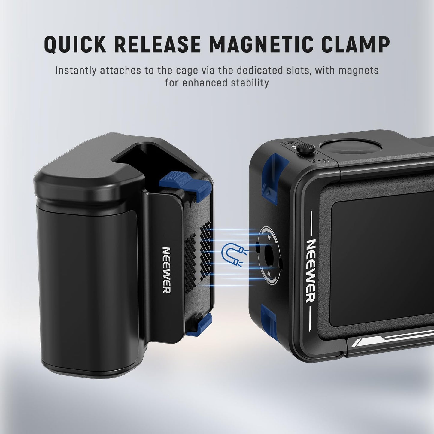 NEEWER AC034 Side Handle Only for AC014 Cage Compatible with DJI Osmo Action 5 Pro/4/3, Modular Quick Release Magnetic Action Camera Mount Adapter