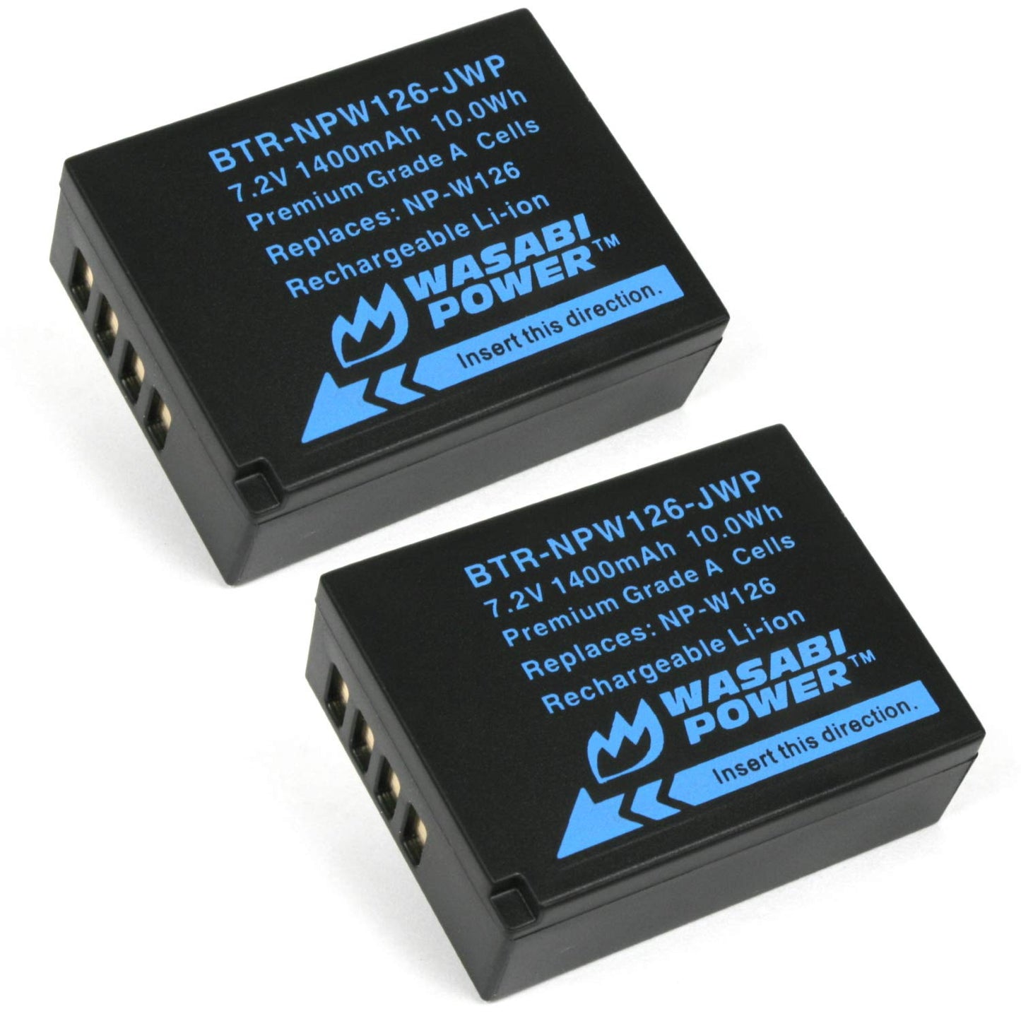 Wasabi Power NP-W126, NP-W126S Battery (2-Pack) for Fuji X-T100, X-T200, X100F, X100V, X-S10, X-A3, X-A5, X-A10, X-E2S, X-E3, X-E4, X-H1, X-M1