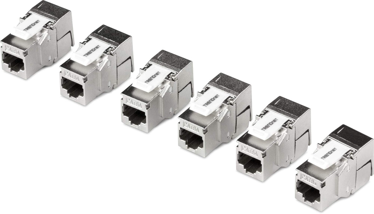 TRENDnet Shielded Cat6A RJ45 Keystone Jack 6-Pack Bundle,TC-K06C6A