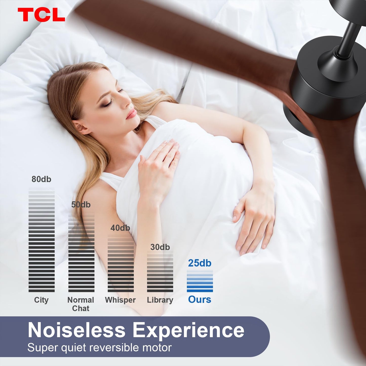 TCL 52" Walnut Droprod Ceiling Fan with Light & Remote