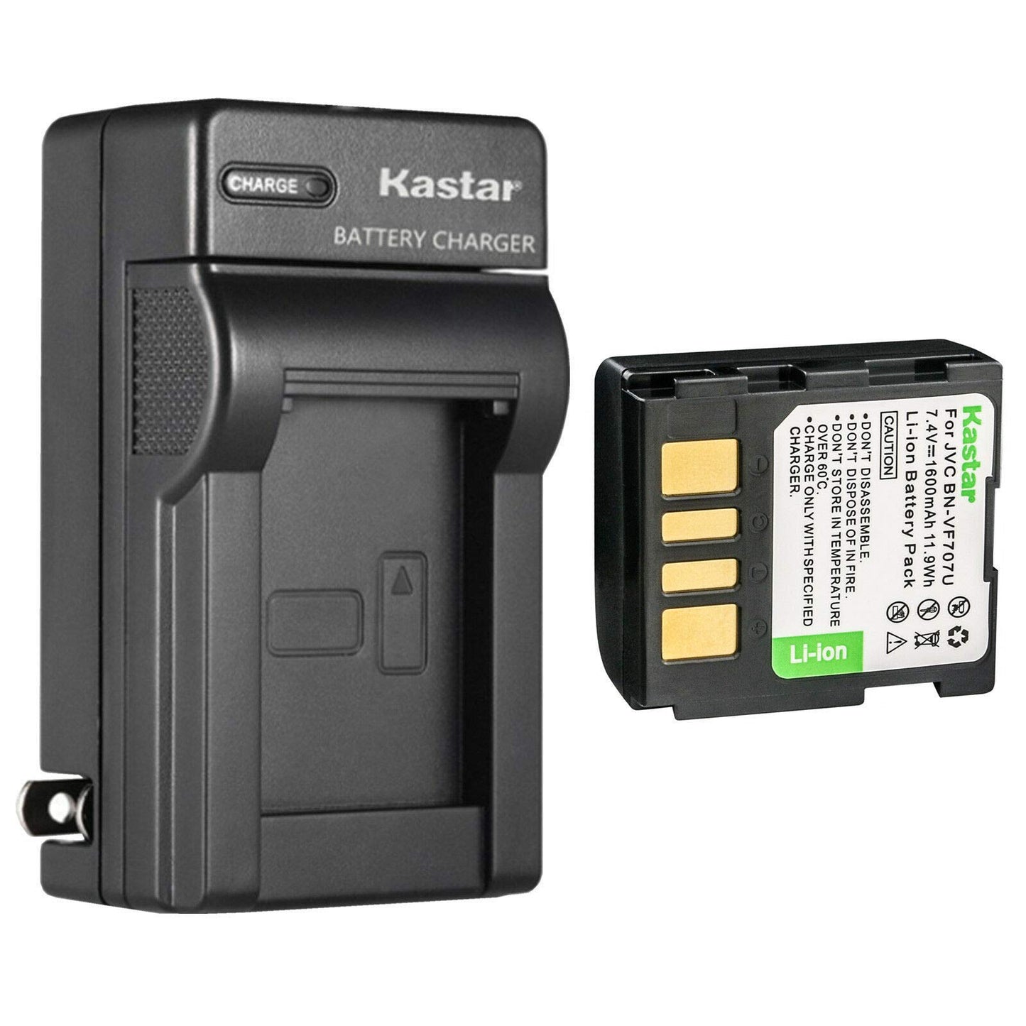 Kastar 1-Pack BN-VF707U Battery and AC Wall Charger Replacement for JVC GZ-MG21EX GZ-MG21EY GZ-MG21ZEZ GZ-MG21U GZ-MG21US GZ-MG22 GZ-MG22AG GZ-MG22AS