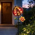 Solar Garden Decor Lights,Outdoor Garden Stakes Waterproof Beetle Lights Gifts for Women Mum and Metal Bird Decorative LED Lanterns for Yard