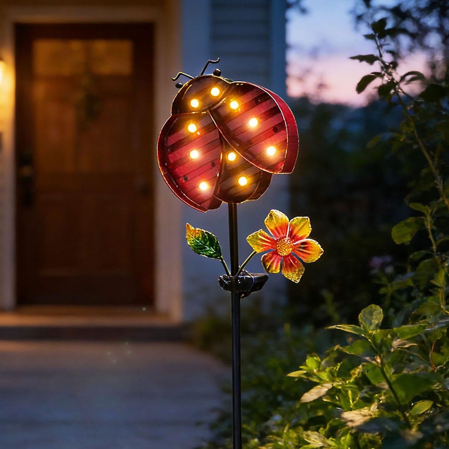 Solar Garden Decor Lights,Outdoor Garden Stakes Waterproof Beetle Lights Gifts for Women Mum and Metal Bird Decorative LED Lanterns for Yard