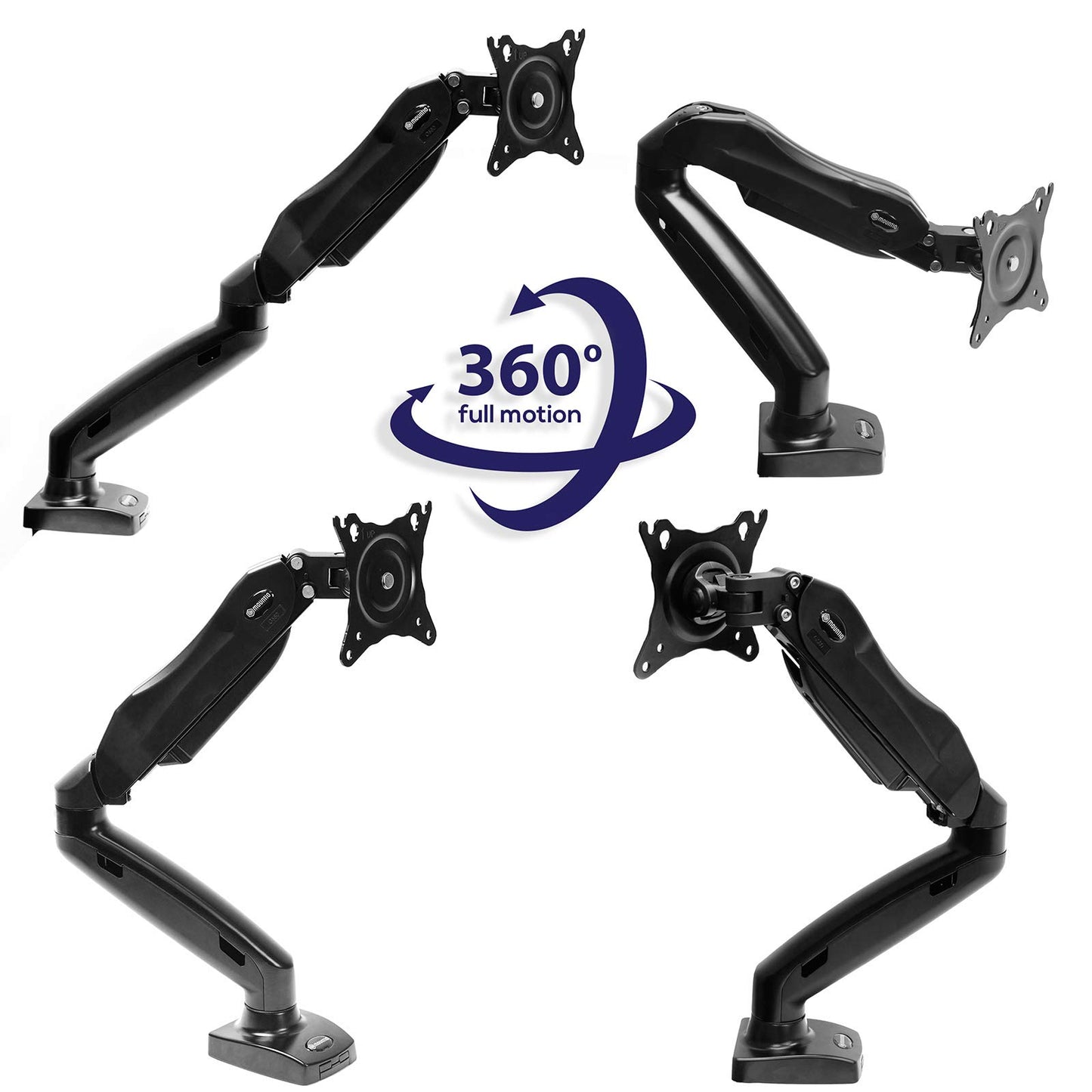 Mountio Full Motion LCD Monitor Arm - Gas Spring Desk Mount Stand for Screens up to 27"