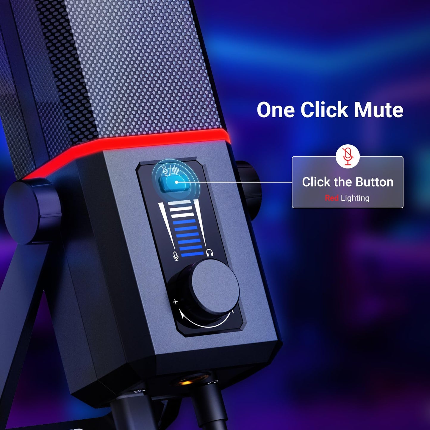 NEEWER UM02 RGB USB Microphone for Gaming Streaming Podcast, Cardioid Condenser Noise Cancellation Desk Mic for Headphone Monitoring Compatible with