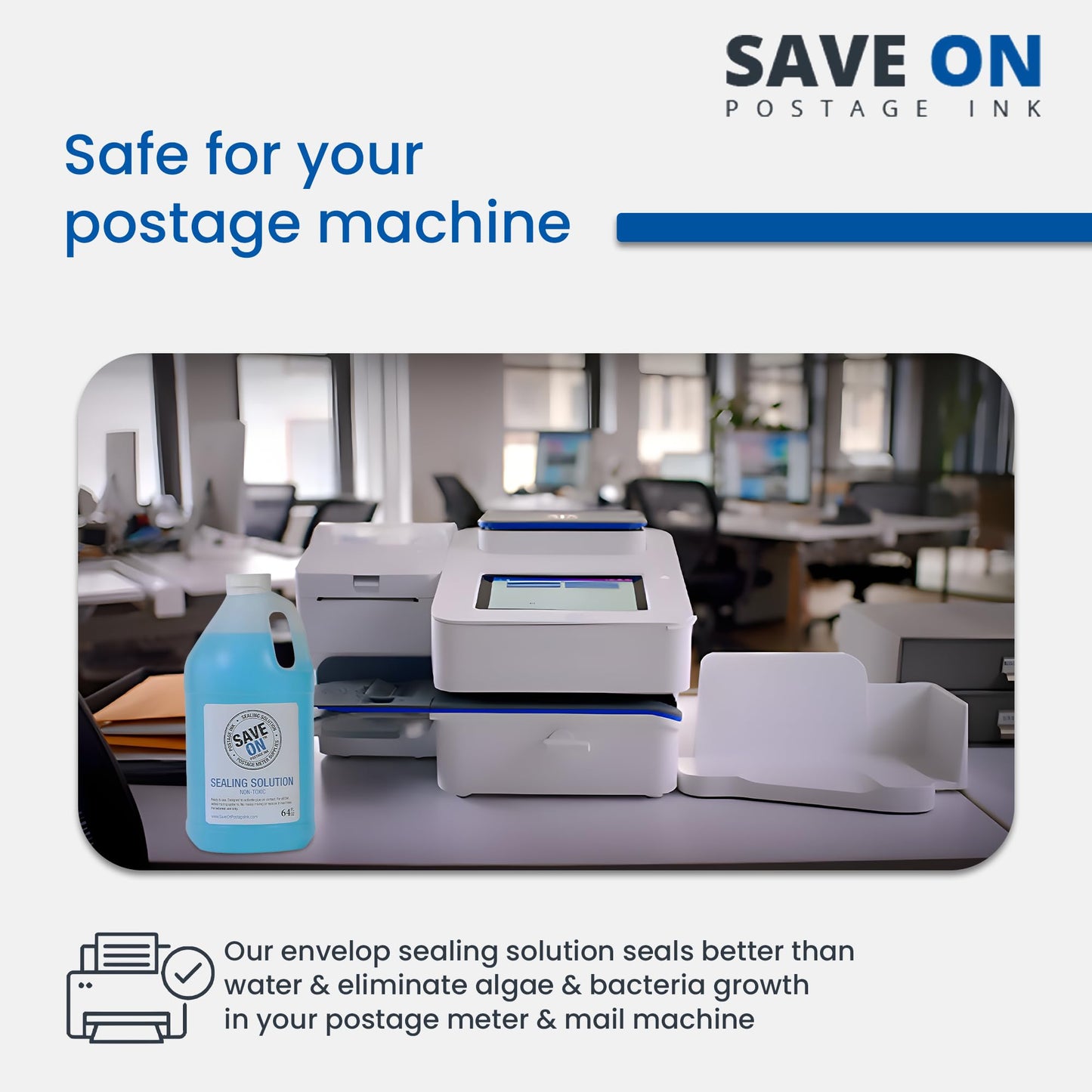 Save On Postage Ink Compatible 608-0 Replacement for PB E-Z Seal - 4 Half Gallons of Sealing Solution DM Series Mailing Systems