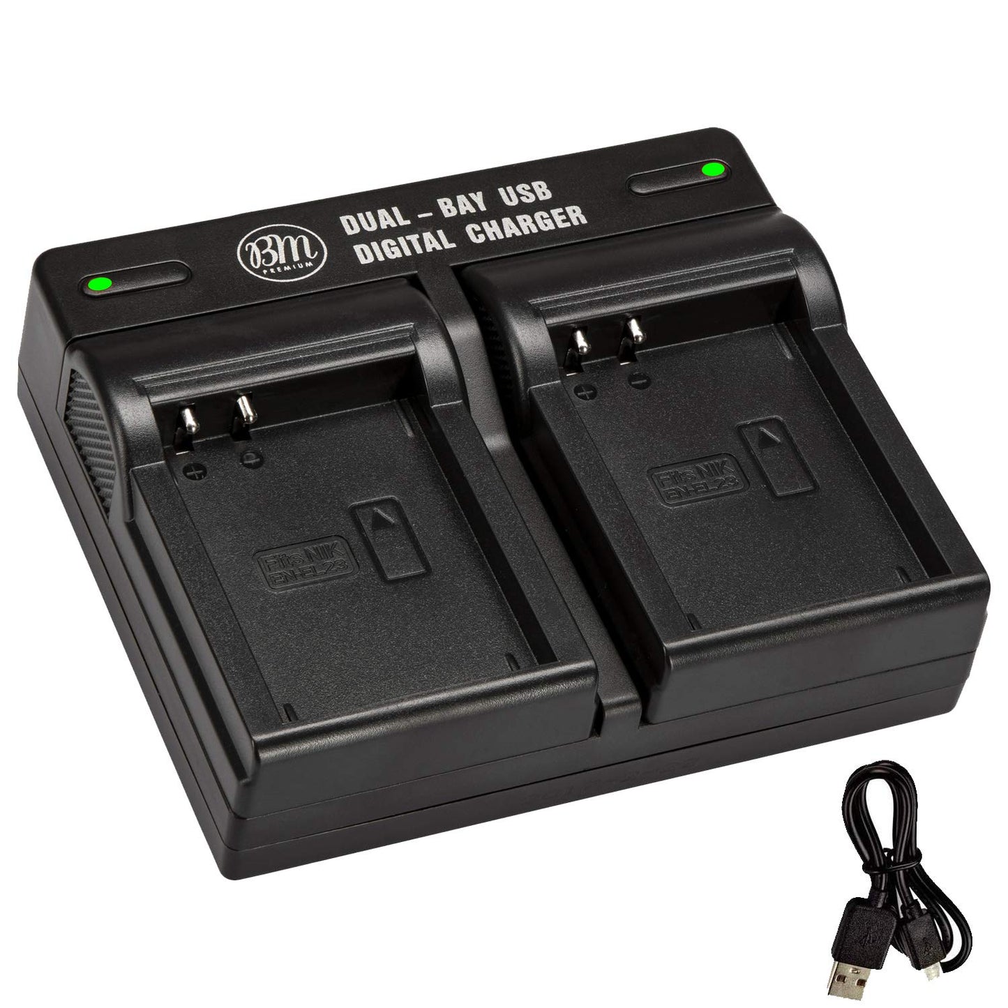 BM Premium EN-EL23 USB Dual Battery Charger for Nikon Coolpix B700, P900, P600, P610, S810c Digital Camera (MH-67P Replacement)