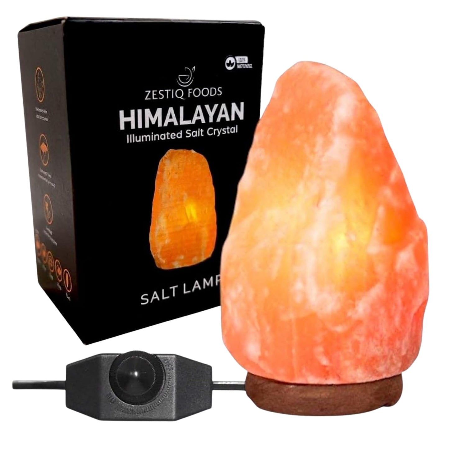 ZESTIQ FOODS Himalayan Salt Lamp - Natural Pink Salt Rock Lamp, Crystal Night Light for Bedroom, Home & Office, Air Purifier, Relaxation & Home Decor