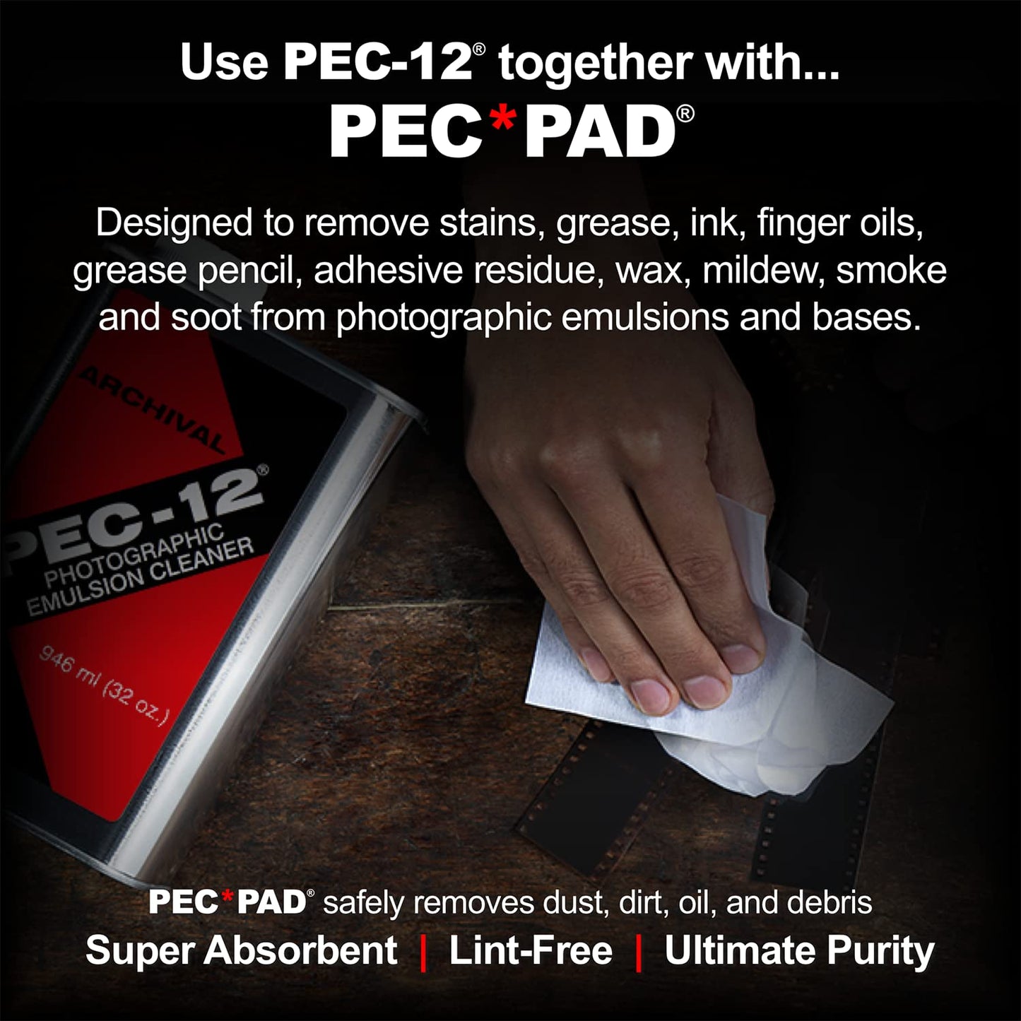 PEC-12 Photographic Emulsion Cleaner - Remove Non-Water Based Stains, Grease & Ink from Emulsions and Bases - for Cleaning 35mm Film, Photo Negative