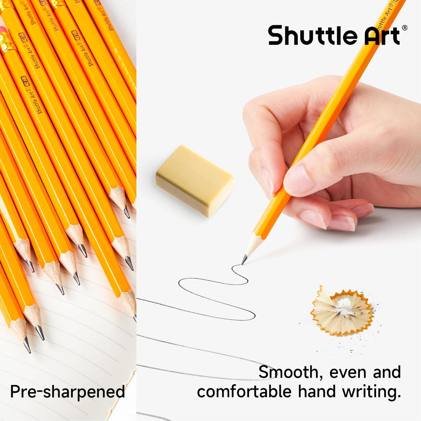 Shuttle Art 480 Pack #2 HB Pencils Pre-Sharpened, Bulk Pencils with Erasers