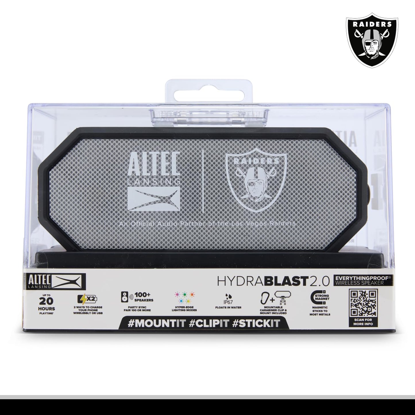 Altec Lansing - Portable Bluetooth Speaker HYDRABLAST 2.0, Waterproof IP67, 20W Output Power, Magnetic Bluetooth Speaker (Raiders)