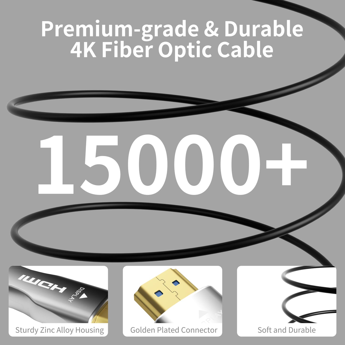 MavisLink 4K Fiber Optic HDMI Cable 35ft, High Speed HDMI 2.0 Cable, 18Gbps, Supports HDR, ARC, Directional Fiber HDMI Cord, Compatible