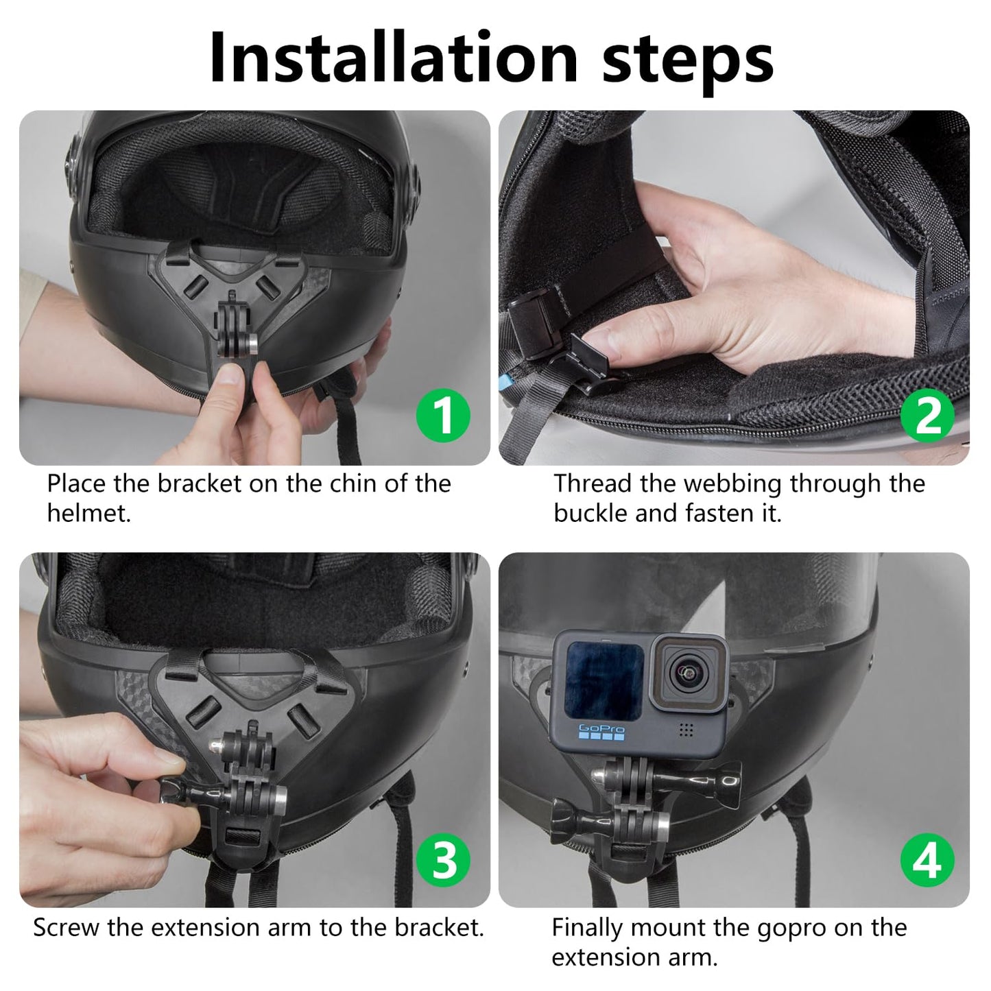 Haoyou Helmet Chin Mount Strap Compatible with Gopro Hero 13 12 11 10 9 8 7 and DJI Osmo Action Camera?Motorcycle Helmet Extension Attachment Mounting
