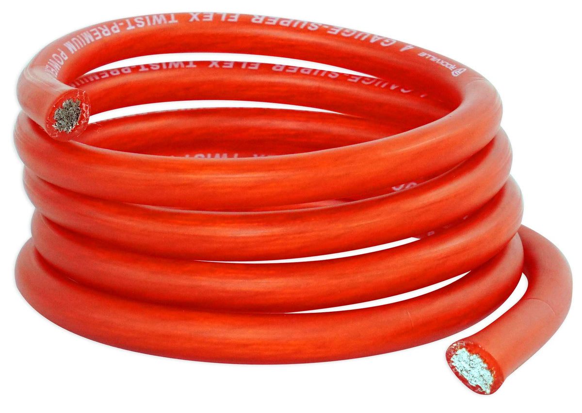 Rockville R4G5R 4 AWG 5 Ft Car Amp Power Wire, Red