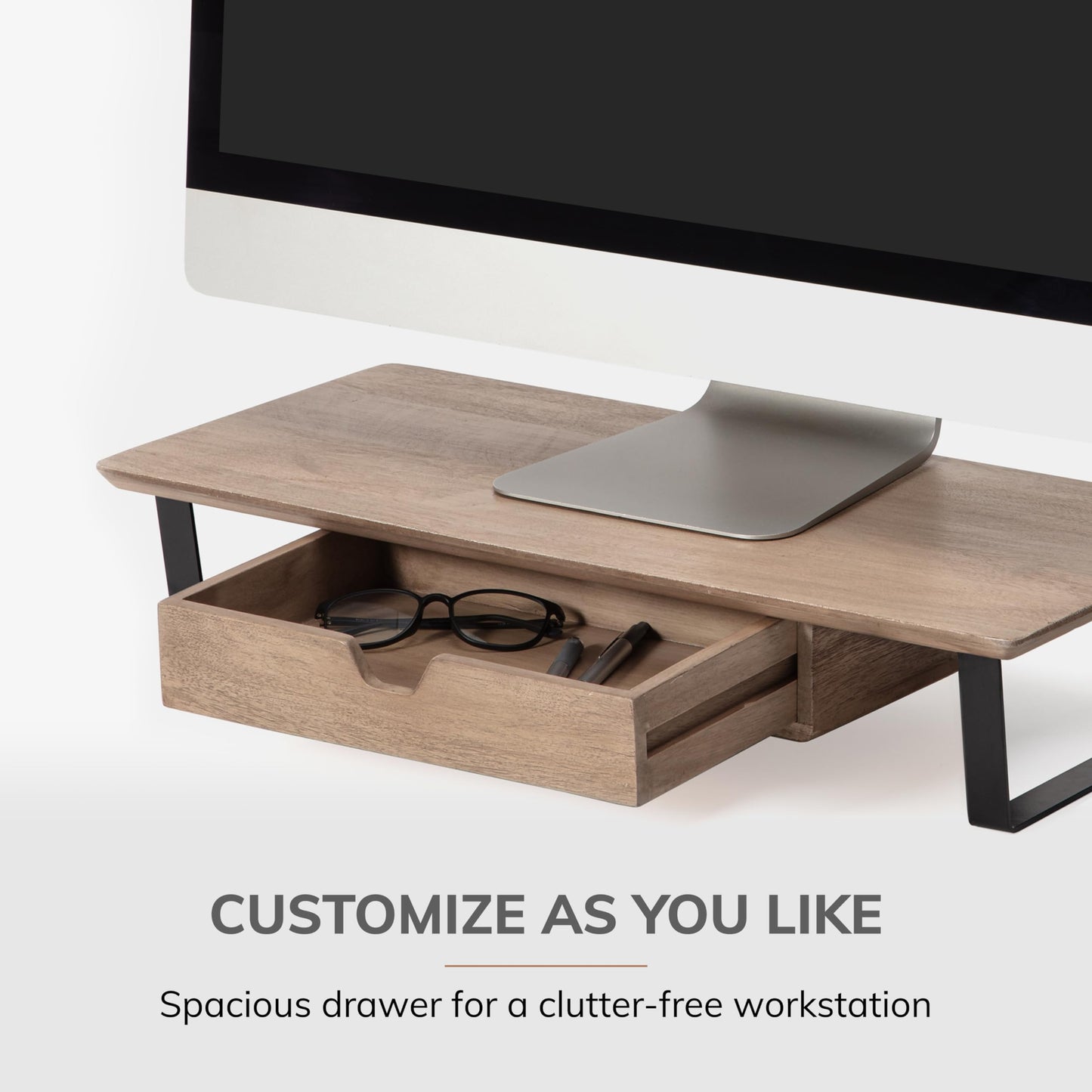 Anji Mountain Monitor Stand - Desktop Organizer & Laptop Riser, Ergonomic Monitor Riser, Space-Saving Monitor Stand for Desk, Durable Construction