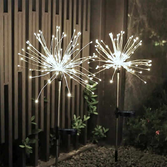HFLYJPYW Solar Firework Lights 2Pcs Garden Lights Outdoor Waterproof, 120 LED with 8 Modes Twinkling and Steady-On, Festive daysStarburst Lights